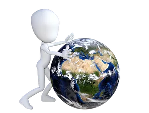 3 D Character Hugging Earth PNG image