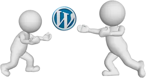 3 D Characters Chasing Wordpress Logo PNG image