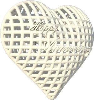 3 D Heart Anniversary Celebration PNG