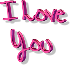 3 D I Love You Text PNG image