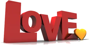 3 D Love Text Heart Graphic