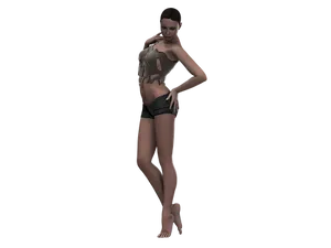 3 D Model Female Pose Black Background