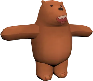 3 D Model Grizzly Bear We Bare Bears PNG image