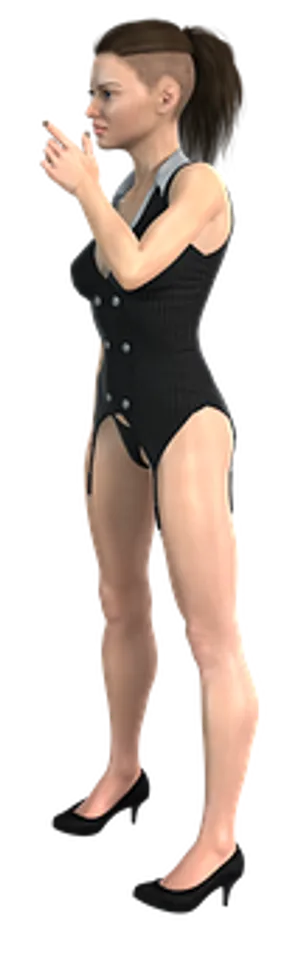 3 D Model Woman Black Outfit