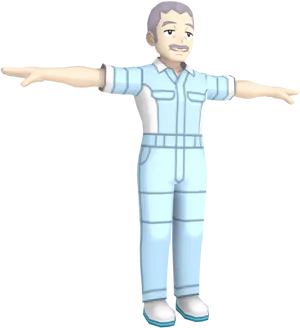 3 D Modelof Janitor With Arms Outstretched PNG image