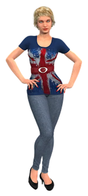 3 D Rendered Blonde Woman Hands On Hips