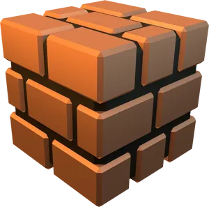 3 D Rendered Brick Cube PNG image