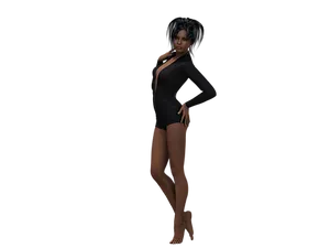 3 D Rendered Female Character Black Outfit