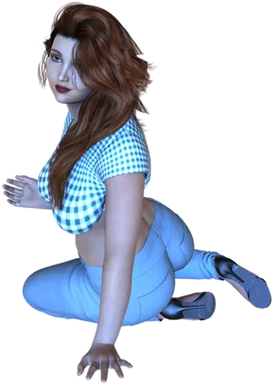 3 D Rendered Female Character Posing PNG image