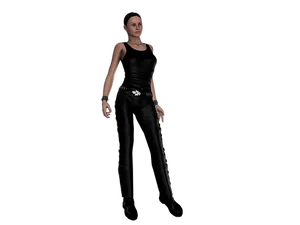 3 D Rendered Female Characterin Black Outfit PNG image