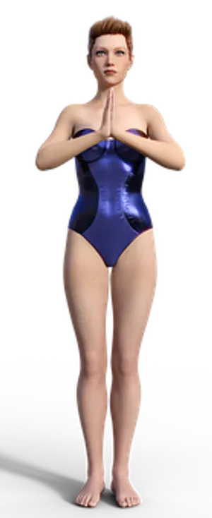 3 D Rendered Female Characterin Blue Swimsuit