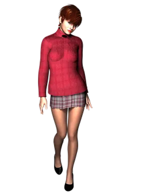 3 D Rendered Redhead Womanin Sweaterand Skirt