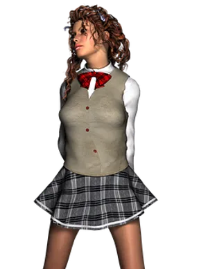 3 D Rendered Schoolgirl Character