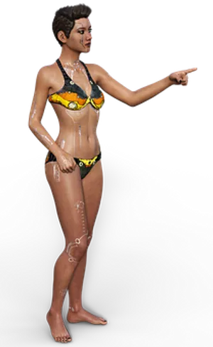 3 D Rendered Woman Pointing