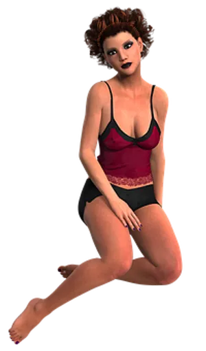 3 D Rendered Woman Sittingin Lingerie