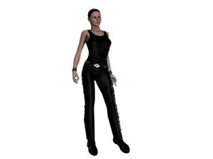 3 D Rendered Womanin Black Attire