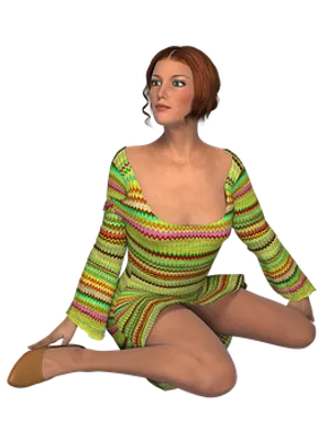 3 D Rendered Womanin Colorful Outfit