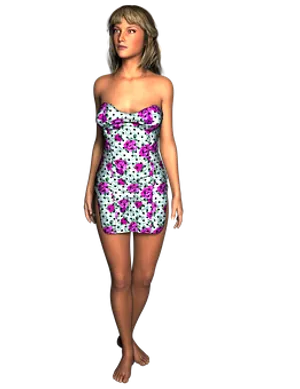 3 D Rendered Womanin Floral Dress