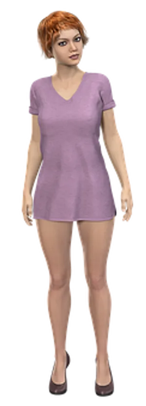 3 D Rendered Womanin Purple Dress