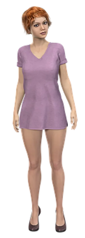 3 D Rendered Womanin Purple Dress PNG image