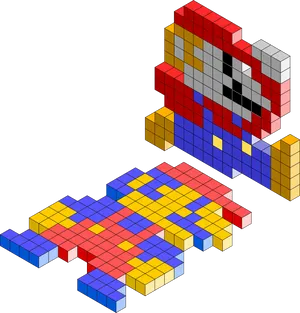 3 D Tetris Blocks Formation PNG image