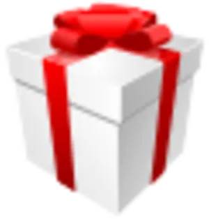 3 D White Gift Box Red Ribbon Icon PNG