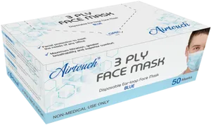 3 Ply Disposable Face Mask Box PNG image