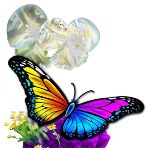 3d Butterfly With Bright Colors PNG 37