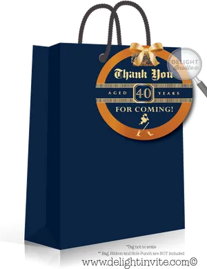 40th Anniversary Thank You Gift Bag PNG