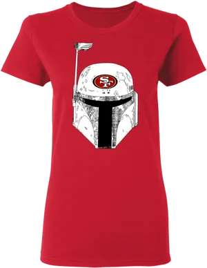 49ers Boba Fett Helmet T Shirt Design PNG image