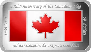 50th Anniversary Canadian Flag Commemorative Coin PNG image