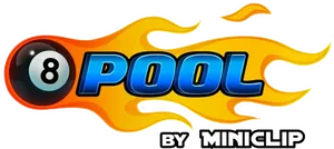 8 Ball Pool Flaming Logo Miniclips PNG image