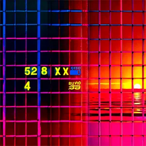 80s Retro Sunset Grid Png Ytp PNG image