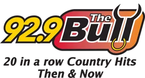 92.9 The Bull Country Hits Radio Station Logo PNG image