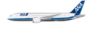 A N A Boeing787 Dreamliner Side View PNG image