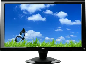 A O C Monitor Butterfly Nature Display PNG image