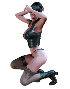 A Woman Kneeling On Her Knees