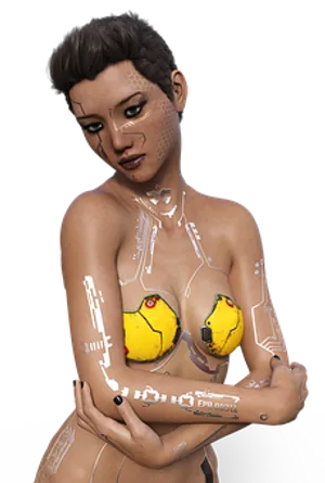 A Woman With A Robot Body Paint PNG image