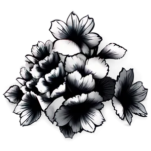Abstract Art Black White Flowers PNG Fel PNG