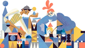 Abstract Artistic Human Figures Illustration