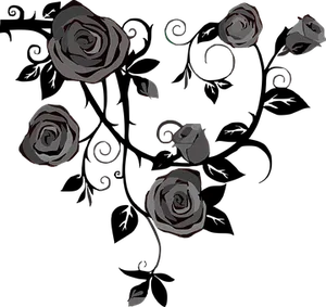 Abstract Black Roses Pattern PNG