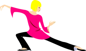 Abstract Blonde Womanin Pink Dress