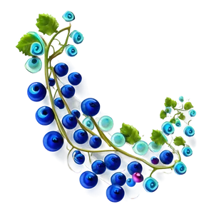 Abstract Blue Berries Vine Art PNG image