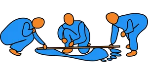 Abstract Blue Figures Playing Billiards PNG