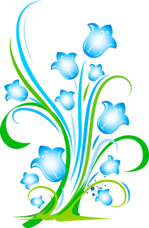 Abstract Blue Floral Design PNG image