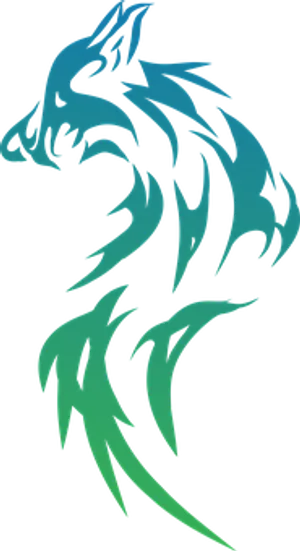 Abstract Blue Green Wolf Art PNG image