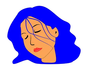 Abstract Blue Haired Woman Illustration