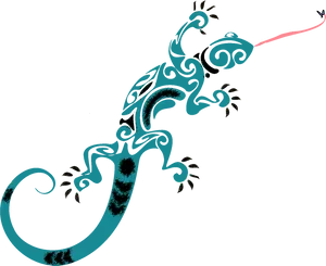 Abstract Blue Lizard Illustration.png PNG image