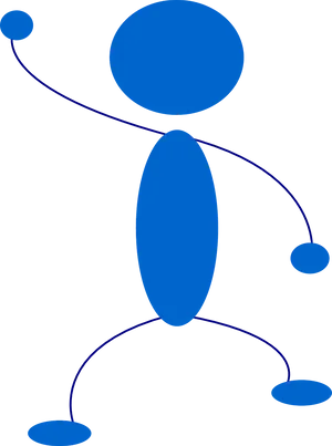 Abstract Blue Stick Figure Art PNG image