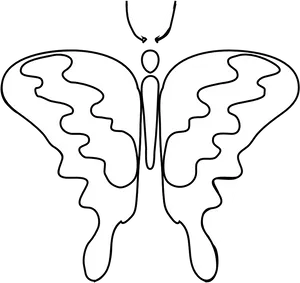 Abstract Butterfly Outline Black And White PNG image
